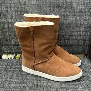 Ugg Cozy Brown Suede Snow Boots with White Soles